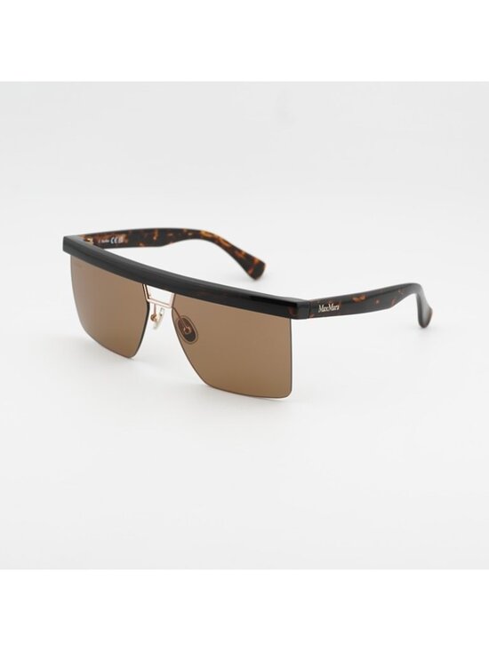 Max Mara MM0072 52E Sunglasses Dark Havana Square Frame, Brown Lenses